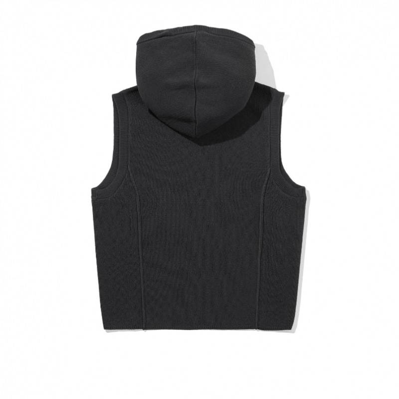 CODEGRAPHY (ウィメンズ) WAVE ロゴ シンボル ニット フーディ ベスト_チャコール CODEGRAPHY (ウィメンズ) WAVE ロゴ シンボル ニット フーディ ベスト_チャコール