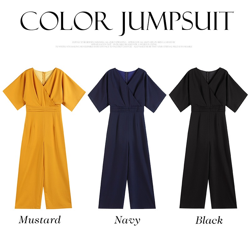 新しい日本の女性服エレガントなソリッドカラーvネックスリムフィットスリムジャンプスーツ88331 新しい日本の女性服エレガントなソリッドカラーvネックスリムフィットスリムジャンプスーツ88331