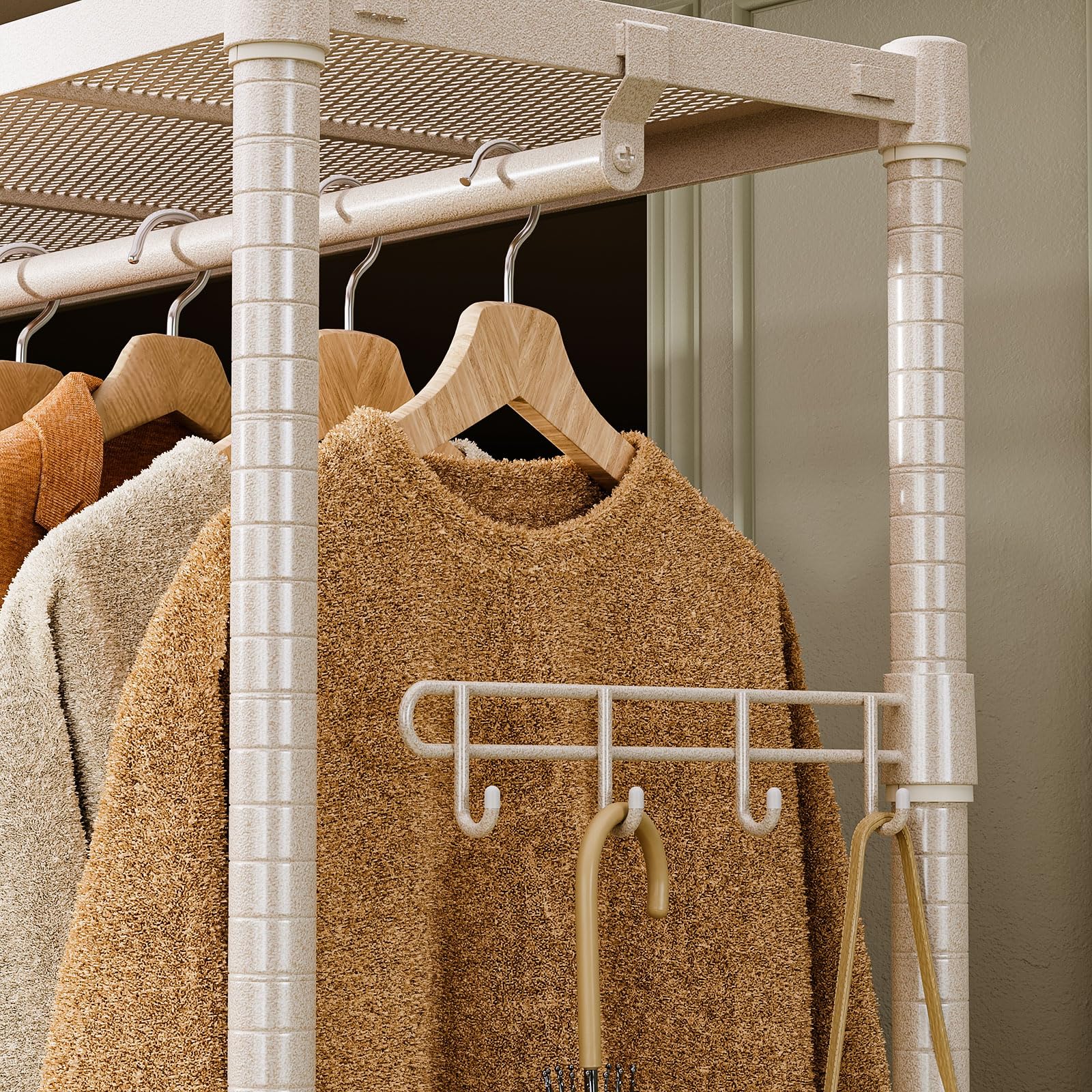 IZEUK ハンガーラック キャスター付き3段 パイプ付き ハンガー 多機能収納 服 棚 工具付属 突っ張りポールハンガー ダブル 高耐荷重 耐久性 頑丈 ワイヤー衣類ラック メタルラック 金属製自立 IZEUK ハンガーラック キャスター付き3段 パイプ付き ハンガー 多機能収納 服 棚 工具付属 突っ張りポールハンガー ダブル 高耐荷重 耐久性 頑丈 ワイヤー衣類ラック メタルラック 金属製自立