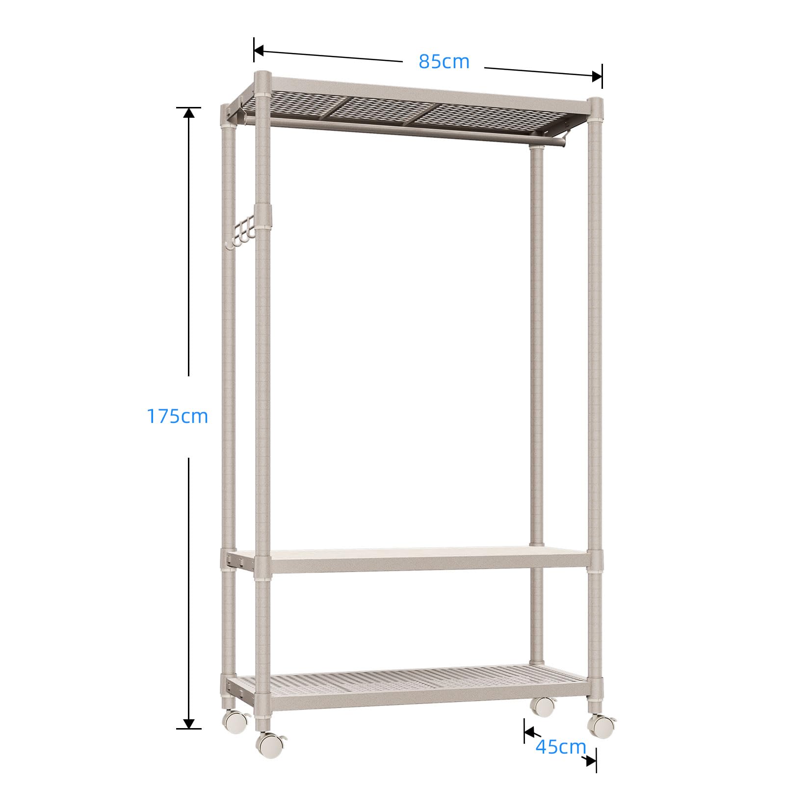 IZEUK ハンガーラック キャスター付き3段 パイプ付き ハンガー 多機能収納 服 棚 工具付属 突っ張りポールハンガー ダブル 高耐荷重 耐久性 頑丈 ワイヤー衣類ラック メタルラック 金属製自立 IZEUK ハンガーラック キャスター付き3段 パイプ付き ハンガー 多機能収納 服 棚 工具付属 突っ張りポールハンガー ダブル 高耐荷重 耐久性 頑丈 ワイヤー衣類ラック メタルラック 金属製自立