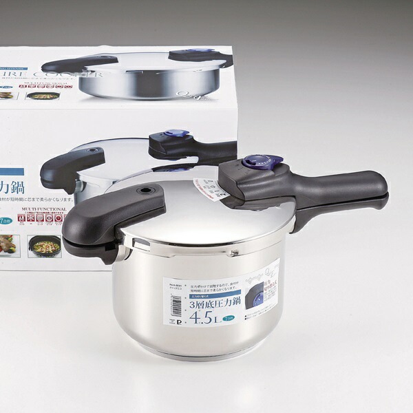 圧力鍋 片手鍋 IH対応 3層底 圧力切り替え式 4.5L 7合炊き パール金属 圧力鍋 片手鍋 IH対応 3層底 圧力切り替え式 4.5L 7合炊き パール金属