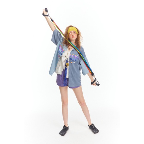 スエードパッチワークヴィンテージ半袖シャツ スエードパッチワークヴィンテージ半袖シャツ