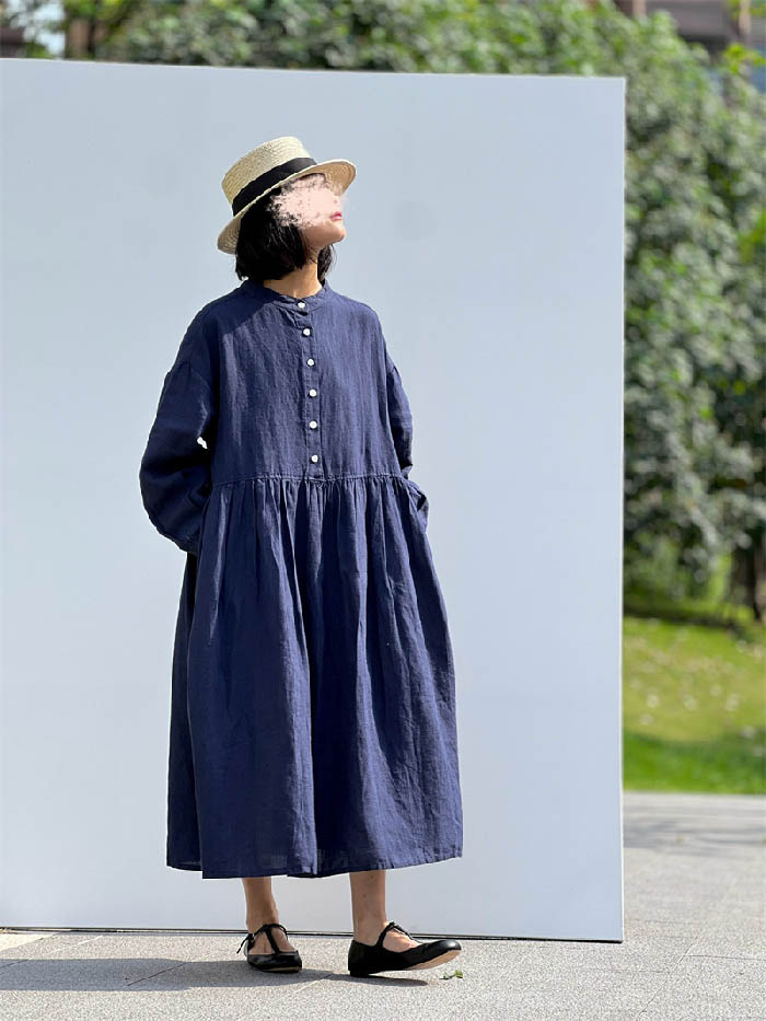 ワンピース リネン100% 長袖 秋 春 シャツワンピース スタンドカラー レディース リネン 麻 無地 長袖 大きいサイズ チュニック ゆったり ナチュラル オシャレ シンプル カジュアル 着回し ワンピース リネン100% 長袖 秋 春 シャツワンピース スタンドカラー レディース リネン 麻 無地 長袖 大きいサイズ チュニック ゆったり ナチュラル オシャレ シンプル カジュアル 着回し