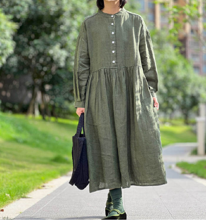 ワンピース リネン100% 長袖 秋 春 シャツワンピース スタンドカラー レディース リネン 麻 無地 長袖 大きいサイズ チュニック ゆったり ナチュラル オシャレ シンプル カジュアル 着回し ワンピース リネン100% 長袖 秋 春 シャツワンピース スタンドカラー レディース リネン 麻 無地 長袖 大きいサイズ チュニック ゆったり ナチュラル オシャレ シンプル カジュアル 着回し