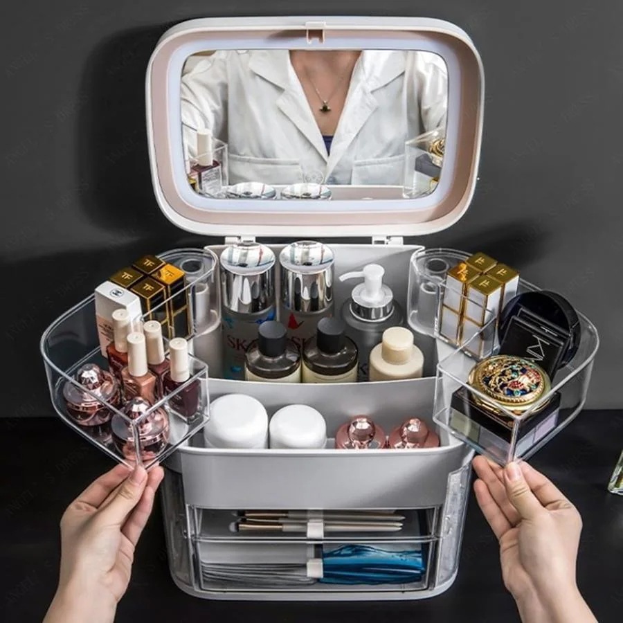 コスメ収納 大容量化粧品 収納ボックス 多層化 防塵 防水 透明 引き出し鏡付き 持ち運び-26 コスメ収納 大容量化粧品 収納ボックス 多層化 防塵 防水 透明 引き出し鏡付き 持ち運び-26