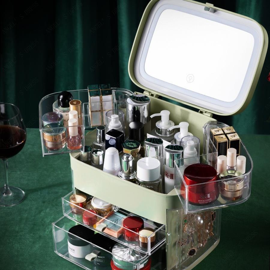 コスメ収納 大容量化粧品 収納ボックス 多層化 防塵 防水 透明 引き出し鏡付き 持ち運び-26 コスメ収納 大容量化粧品 収納ボックス 多層化 防塵 防水 透明 引き出し鏡付き 持ち運び-26