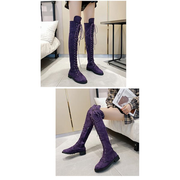 ロングブーツ【the purple】 Amazon.com: UWYTGF Women's Stretch Leather Over The Knee Boots,4.7