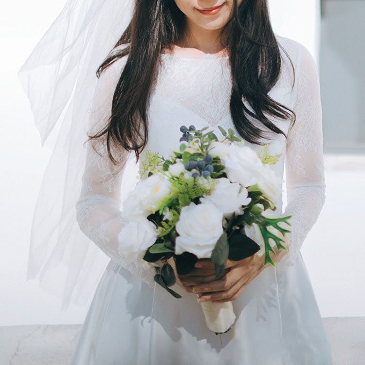 Aライン ウェディングドレス 長袖 ウエディングドレス ワンピース