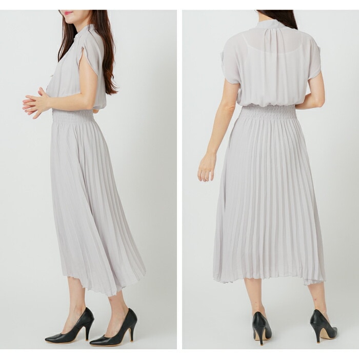 【急速出荷】 ワンピース レディース 半袖 秋冬 黒 ロング プリーツ ロングワンピース ミモレ きれいめ プリーツワンピース 無地 マキシワンピース オフィス カジュアル 大人 おしゃれ 20代