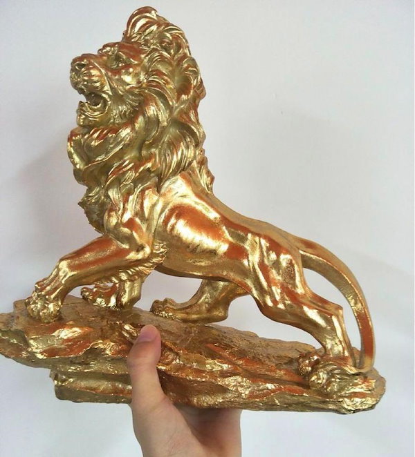 Qoo10] 豪華ゴールド黄金百獣の王ライオンオブジェ