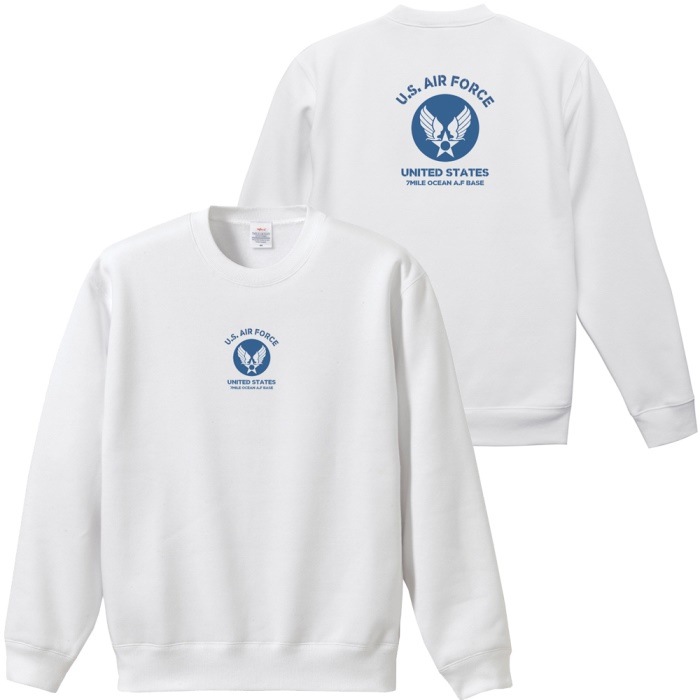 【メガ割りタイムセール】メンズ トレーナー トップス スウェット スエット 長袖 大きいサイズ バック 背面 プリント アメカジ エアフォース