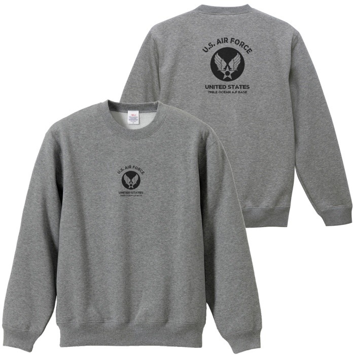 【メガ割りタイムセール】メンズ トレーナー トップス スウェット スエット 長袖 大きいサイズ バック 背面 プリント アメカジ エアフォース