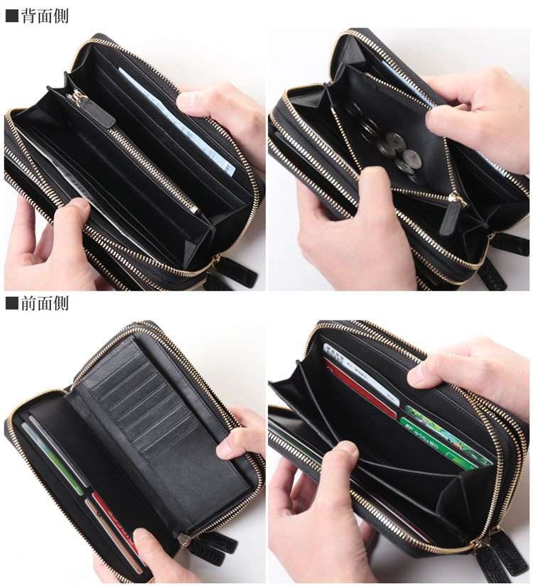 カイマン(頭)レザーダブルファスナー長財布 カイマン(頭)レザーダブルファスナー長財布