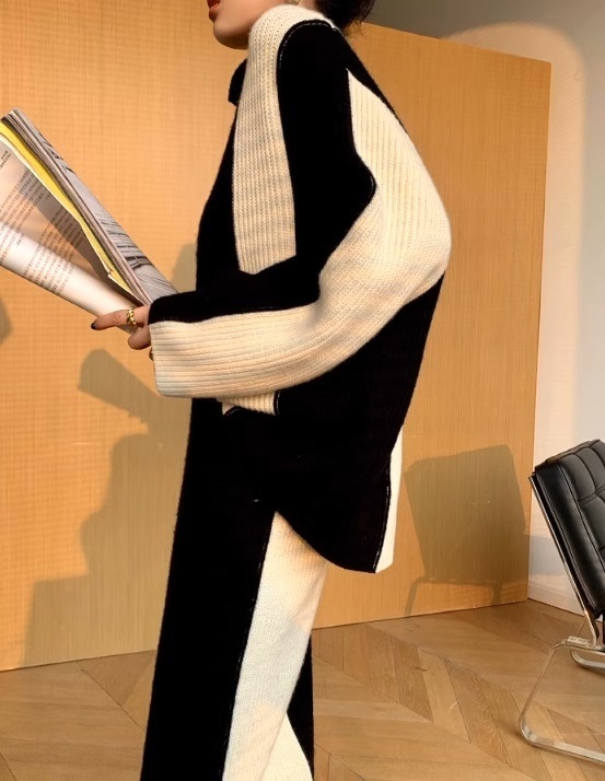 【セットアップ】バイカラー ハイネックニットセーター+ニットスカート コントラスト バイカラー ニット スカート セットアップ set up ニットアップ 上下セット レディース モノトーン 【セットアップ】バイカラー ハイネックニットセーター+ニットスカート コントラスト バイカラー ニット スカート セットアップ set up ニットアップ 上下セット レディース モノトーン