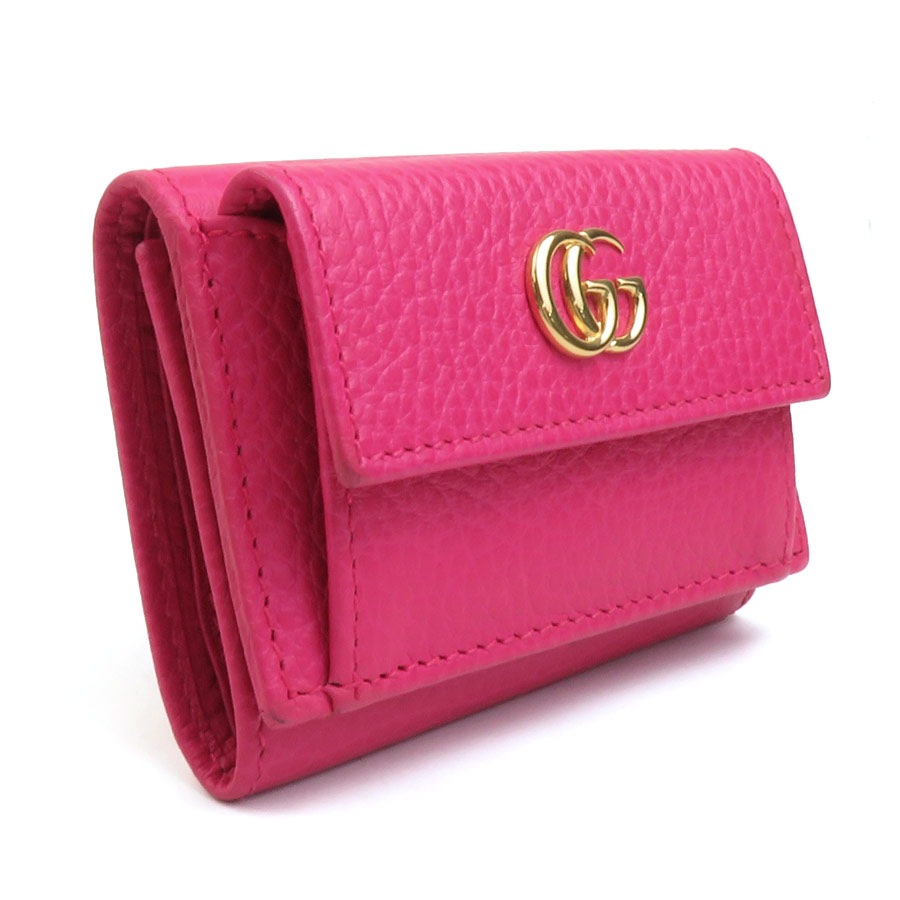 GUCCI 三つ折財布 コンパクトウォレット GGマーモント レザー GGマーモントレザー三つ折りウォレット