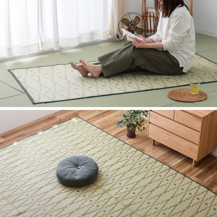 ラグマット 洗える 4.5畳 261×261cm 江戸間 夏 い草風 和風