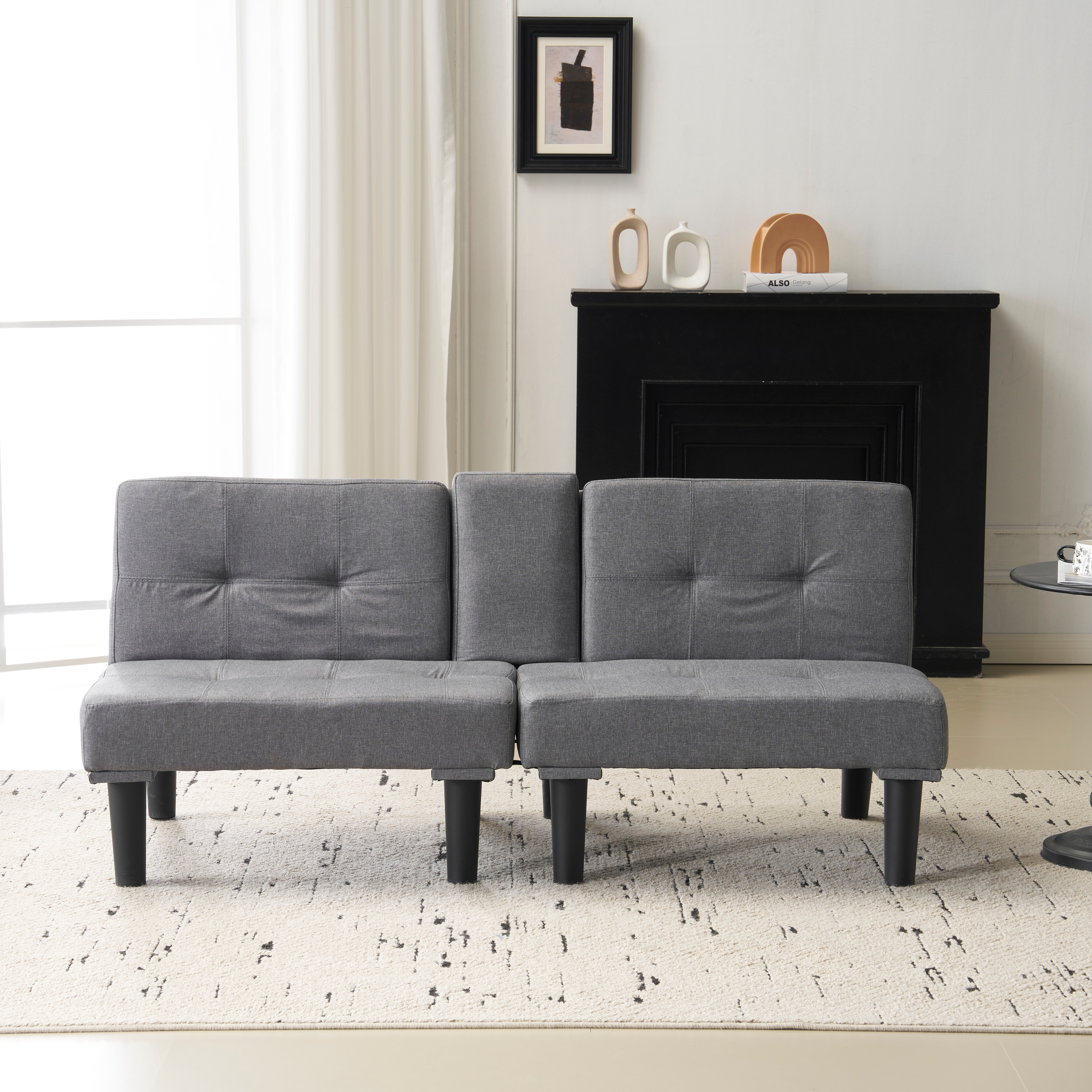 ソファベッド ソファ ベッド カップホルダー付き 組立て簡単 事務室用