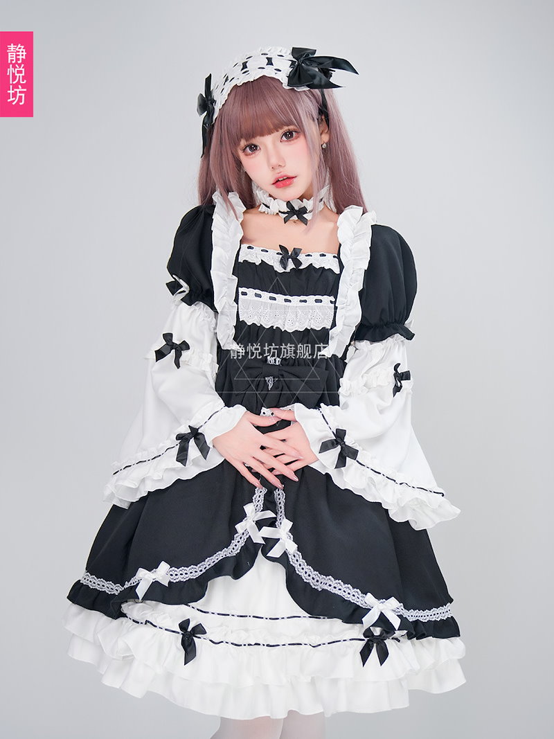 【新シリーズ】【激安販売!】日系ロリータ洋装ゴシックダーク宮廷OPワンピースロリータロリ姫白黒メイド服 【新シリーズ】【激安販売!】日系ロリータ洋装ゴシックダーク宮廷OPワンピースロリータロリ姫白黒メイド服