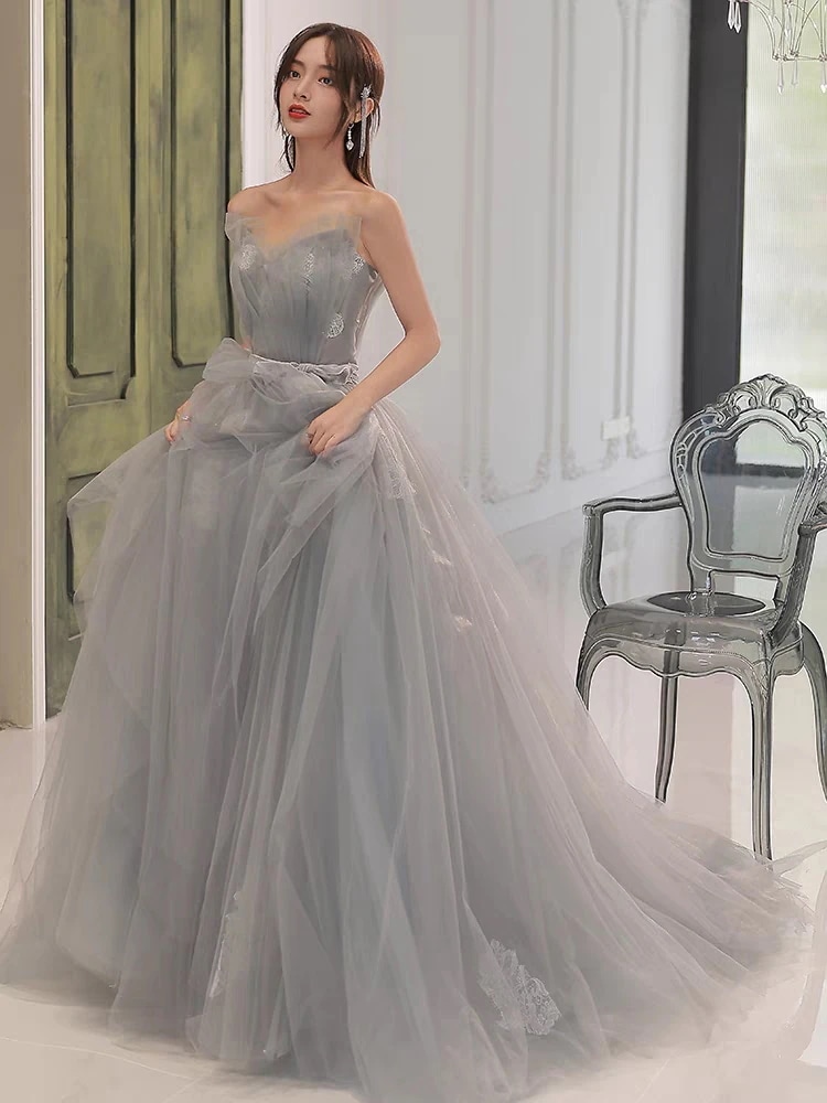 ウェディングドレス グレー パーティードレス トレーンライン 花嫁ロングドレス 簡約 結婚式 二次会 エレガント レース お呼ばれ 挙式 ウェディングドレス グレー パーティードレス トレーンライン 花嫁ロングドレス 簡約 結婚式 二次会 エレガント レース お呼ばれ 挙式