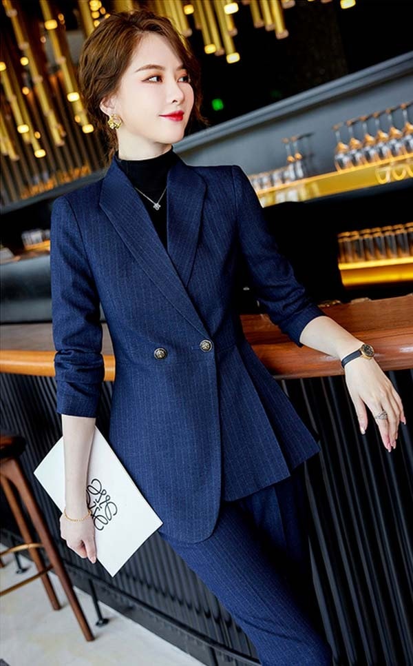 【本日限定】ストライプスーツ レディース 大きいサイズ 通勤 事務服 就活 就職活動 面接 仕事着 フォーマル 上下セット 長袖 オフィス ビジネス 事務服 制服 おしゃれ ネイビー 黒 大きいサイズ v6bet.boo