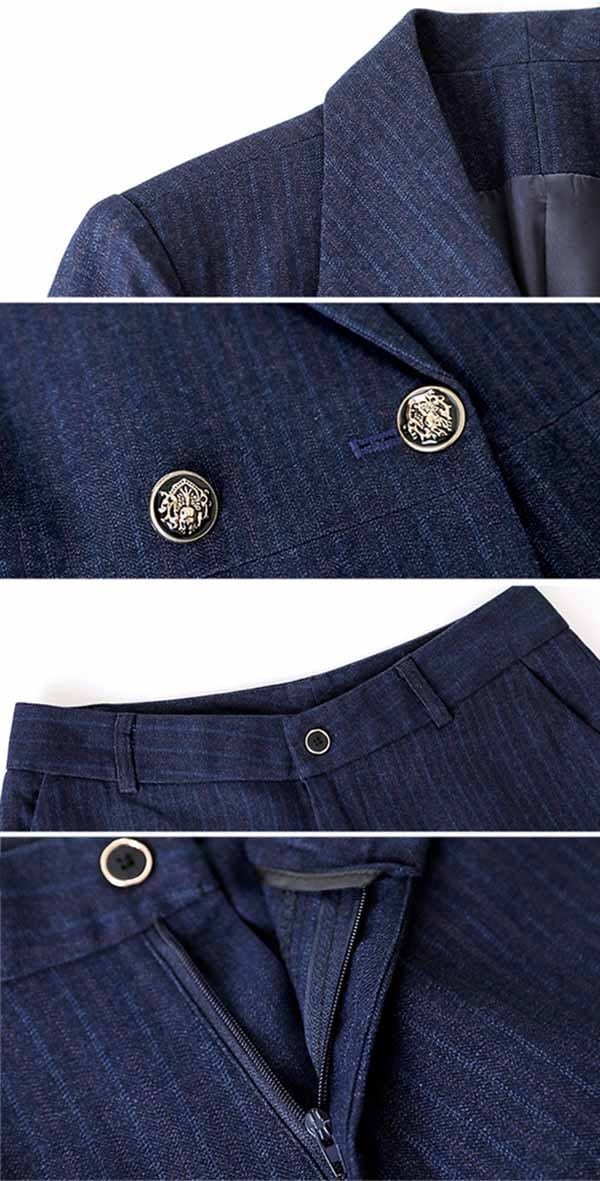 【本日限定】ストライプスーツ レディース 大きいサイズ 通勤 事務服 就活 就職活動 面接 仕事着 フォーマル 上下セット 長袖 オフィス ビジネス 事務服 制服 おしゃれ ネイビー 黒 大きいサイズ v6bet.boo