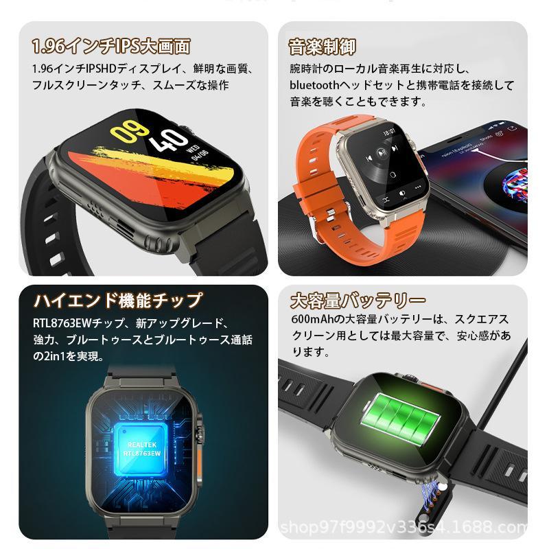 スマートウォッチ 日本製センサー 血圧測定 通話機能 着信通知 録音機能 ローカル音楽再生 血中酸素 心拍数 体温測定 歩数計 100+運動モード 600mAh超長航続