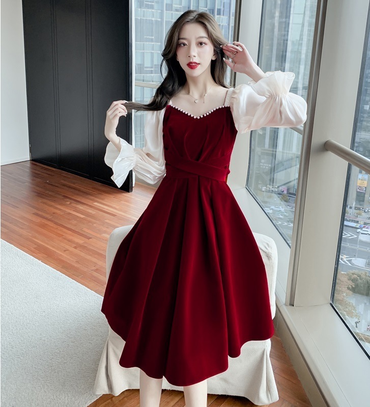 レディース ベルベット ワンピース スクエアネック パール キャンディースリーブ バックリボン フォーマル お呼ばれ パーティー 大人可愛い ママコーデ ママファッション 韓国系 オルチャン 人気 ト レディース ベルベット ワンピース スクエアネック パール キャンディースリーブ バックリボン フォーマル お呼ばれ パーティー 大人可愛い ママコーデ ママファッション 韓国系 オルチャン 人気 ト