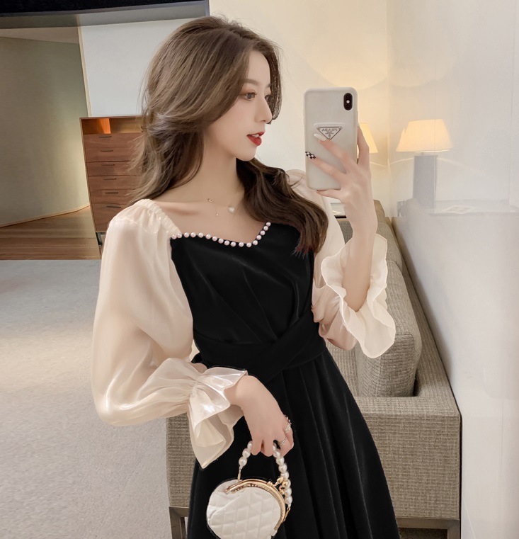 レディース ベルベット ワンピース スクエアネック パール キャンディースリーブ バックリボン フォーマル お呼ばれ パーティー 大人可愛い ママコーデ ママファッション 韓国系 オルチャン 人気 ト レディース ベルベット ワンピース スクエアネック パール キャンディースリーブ バックリボン フォーマル お呼ばれ パーティー 大人可愛い ママコーデ ママファッション 韓国系 オルチャン 人気 ト