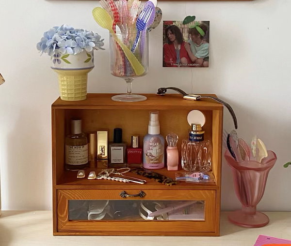 Qoo10] 卓上書類チェスト レトロ小物入れ 木製