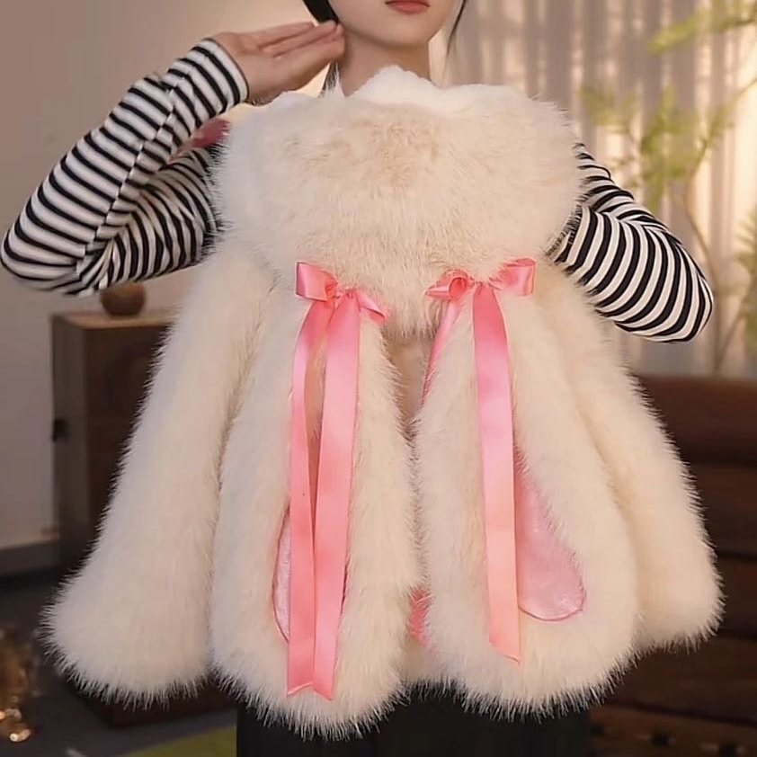 女の子 2024 冬 かわいいバニー ベビー ぬいぐるみ ベルベット 厚手 ジャケット 親子スタイル トップ r n1001- ジャイアントキュートラビットファージャケット r n2000- サイズ