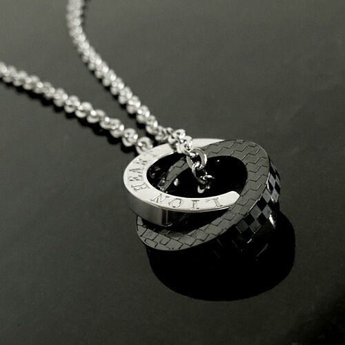 LH-1 ステンレス ラージダブルリングネックレス (ブラック) 04N135SM ネックレス メンズ ブランド プレゼント 誕生日 LH-1 ステンレス ラージダブルリングネックレス (ブラック) 04N135SM ネックレス メンズ ブランド プレゼント 誕生日