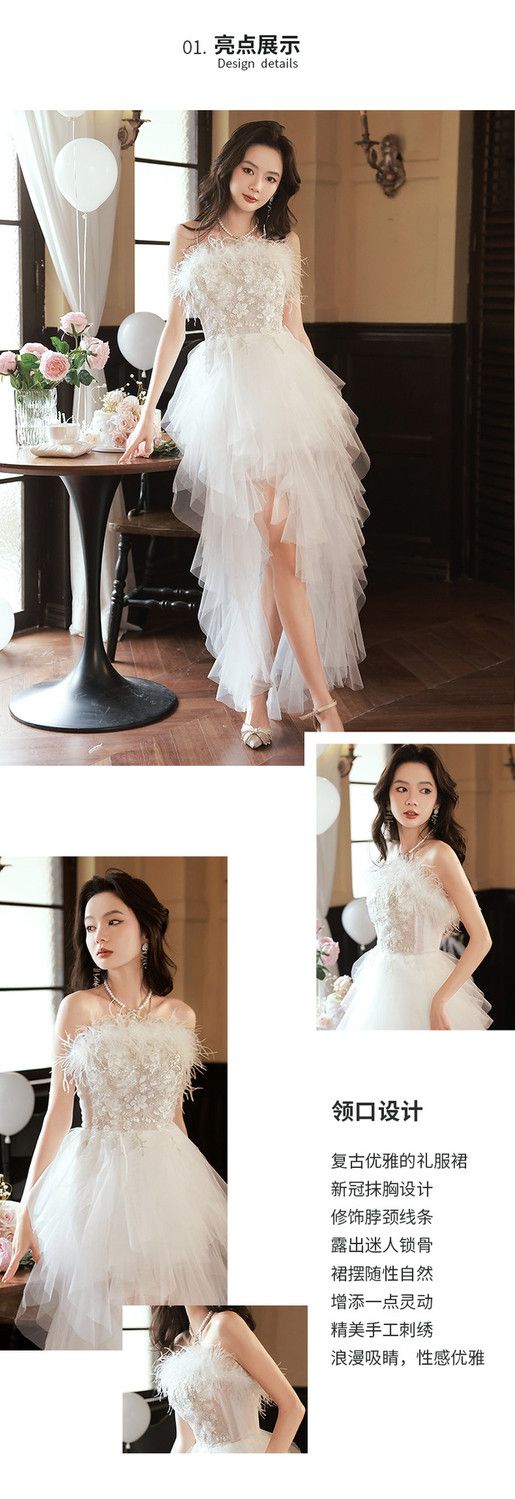 【 3日で出荷 】白いロングイブニングドレススカート 2024新しい高感度ドレス セレブライトラグジュアリーバースデープリンセスドレス パーティードレス ウェディングドレス 結婚式ドレス