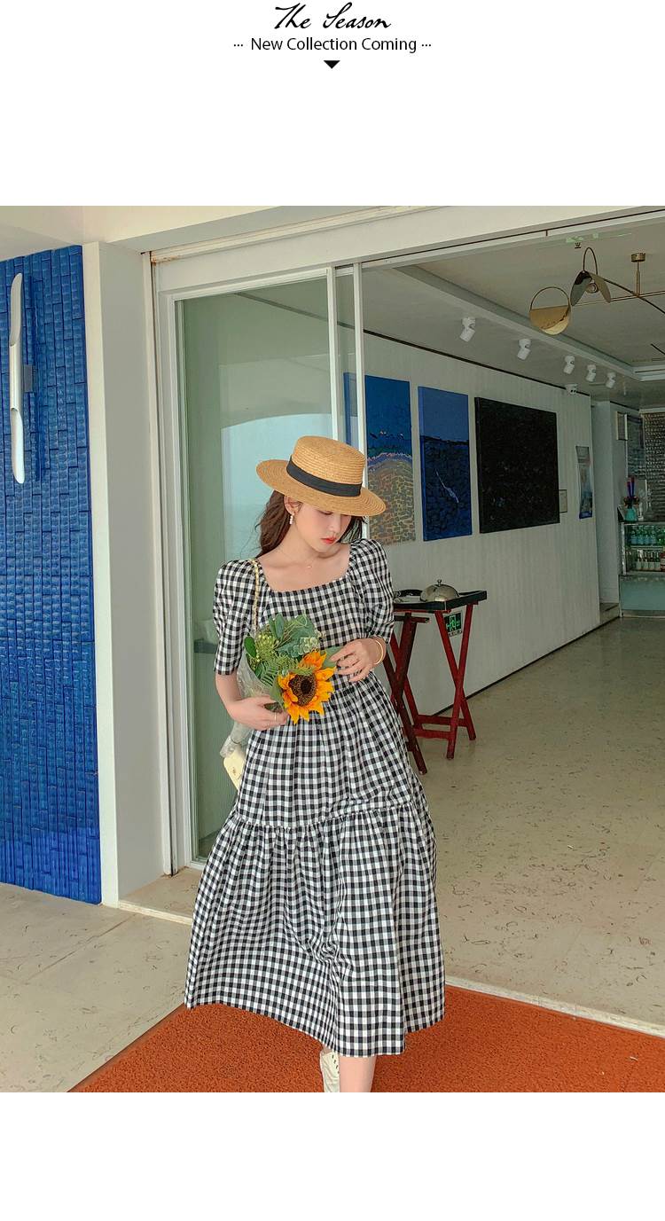レディース ワンピース ギンガムチェック ティアード ミモレ丈 ロング丈 膝下 半袖 パフスリーブ スクエアネック フレア デコルテ見せ 体型 カバー かわいい 大人可愛い シンプル カジュアル おし レディース ワンピース ギンガムチェック ティアード ミモレ丈 ロング丈 膝下 半袖 パフスリーブ スクエアネック フレア デコルテ見せ 体型 カバー かわいい 大人可愛い シンプル カジュアル おし