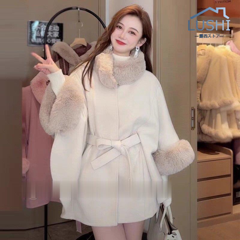 【急速出荷】大人気 上品 ケープ ファー 付き レディース 体型カバー 秋 冬 プレゼント ギフト 結婚式 ボレロ ポンチョ マント