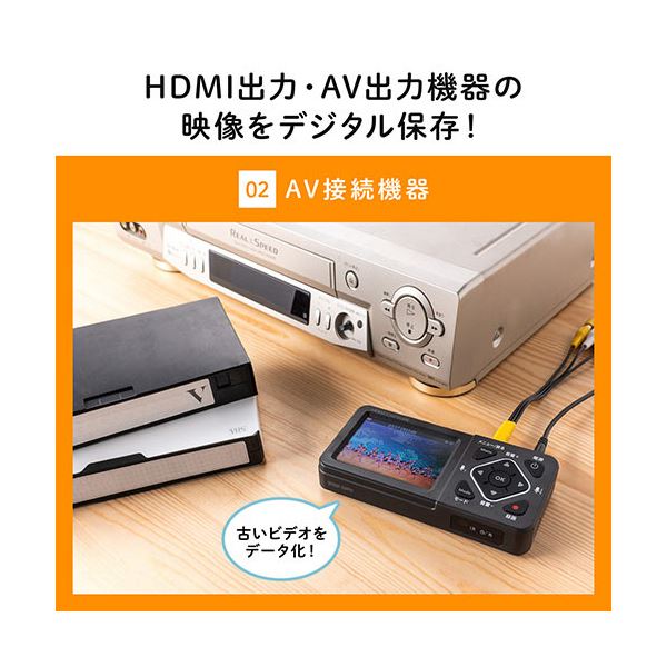 サンワダイレクト ビデオキャプチャーモニタ付 ゲーム・ビデオテープ対応 400-MEDI034 1個