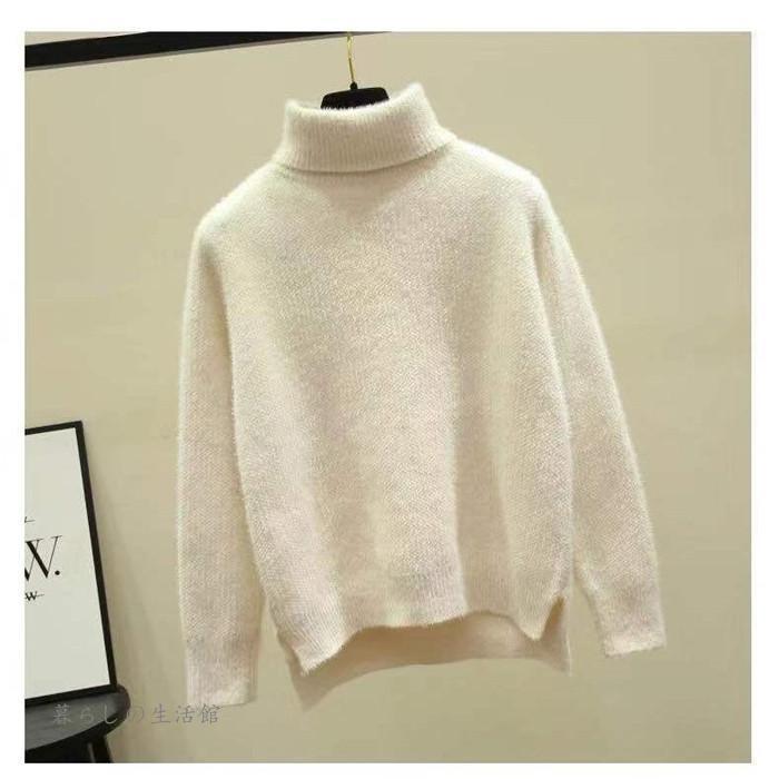 ニット セーター レディース ニットセーター 長袖 トップス ハイネック チュニック 大きいサイズ 無地 体型カバー 秋 冬 定番 コーデ スリット