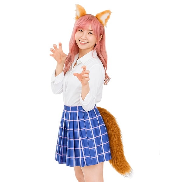 （9月VIP 10%off中） きつねのしっぽ♪です❣0909 Qoo10] きつねみみ きつねしっぽ 太いしっぽ 狐
