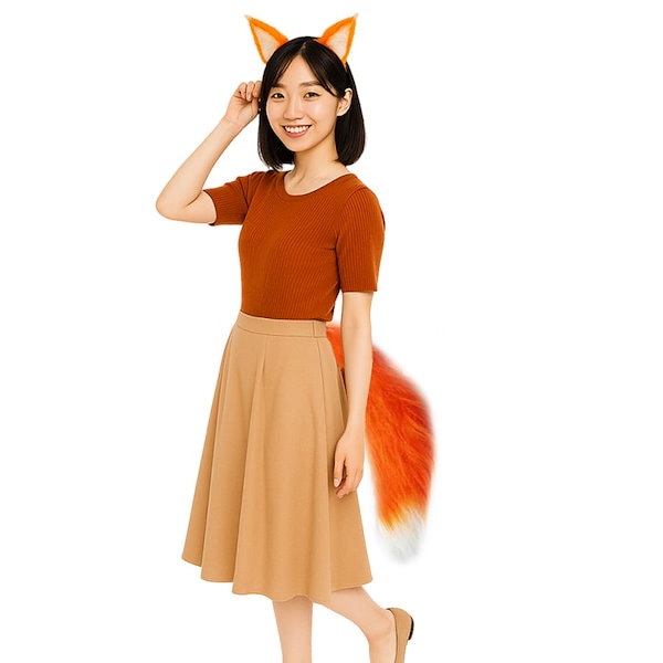 （9月VIP 10%off中） きつねのしっぽ♪です❣0909 Qoo10] きつねみみ きつねしっぽ 太いしっぽ 狐
