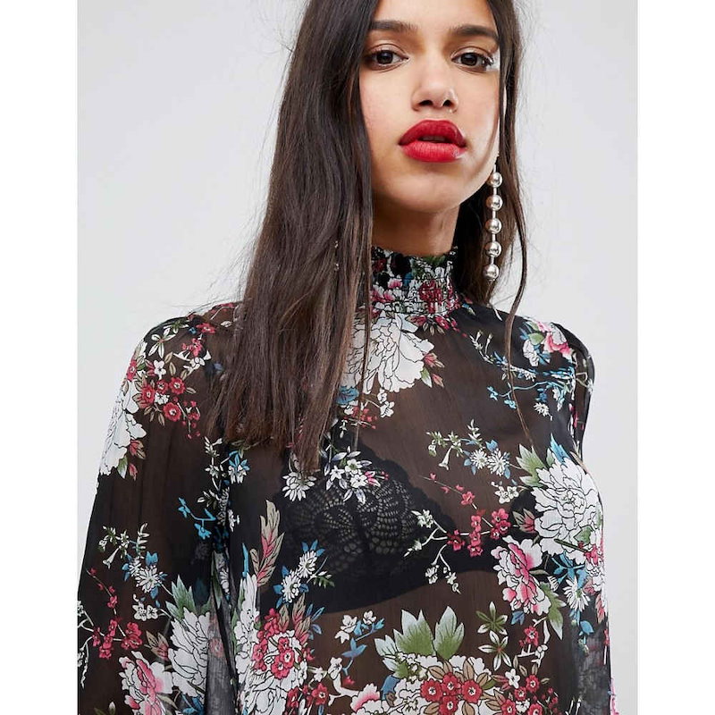 ワイ エー エス レディース トップス【Y.A.S High Neck Bold Floral Top】Black aop ワイ エー エス レディース トップス【Y.A.S High Neck Bold Floral Top】Black aop