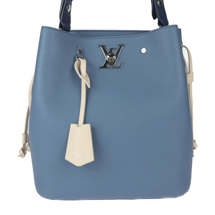 超美品 LOUIS VUITTON ルイ ヴィトン ハンドバッグ M51413 ロックミー・バケット トリヨンレザー ブルージーン シルバー金具 2WAY ショルダーバッグ ターンロック 本物保証 中