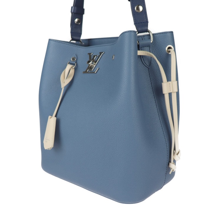 超美品 LOUIS VUITTON ルイ ヴィトン ハンドバッグ M51413 ロックミー・バケット トリヨンレザー ブルージーン シルバー金具 2WAY ショルダーバッグ ターンロック 本物保証 中