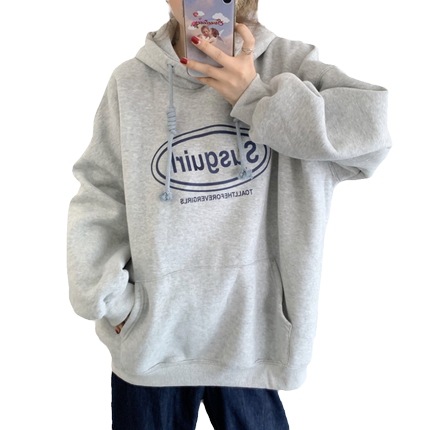 トップス パーカー スウェット プルオーバー トレーナー レギュラー丈 長袖 レギュラー袖 ラウンドネック ストレート フード 綿 フリース グレー ネイビー 個性的 コットン 抜け感 プリント