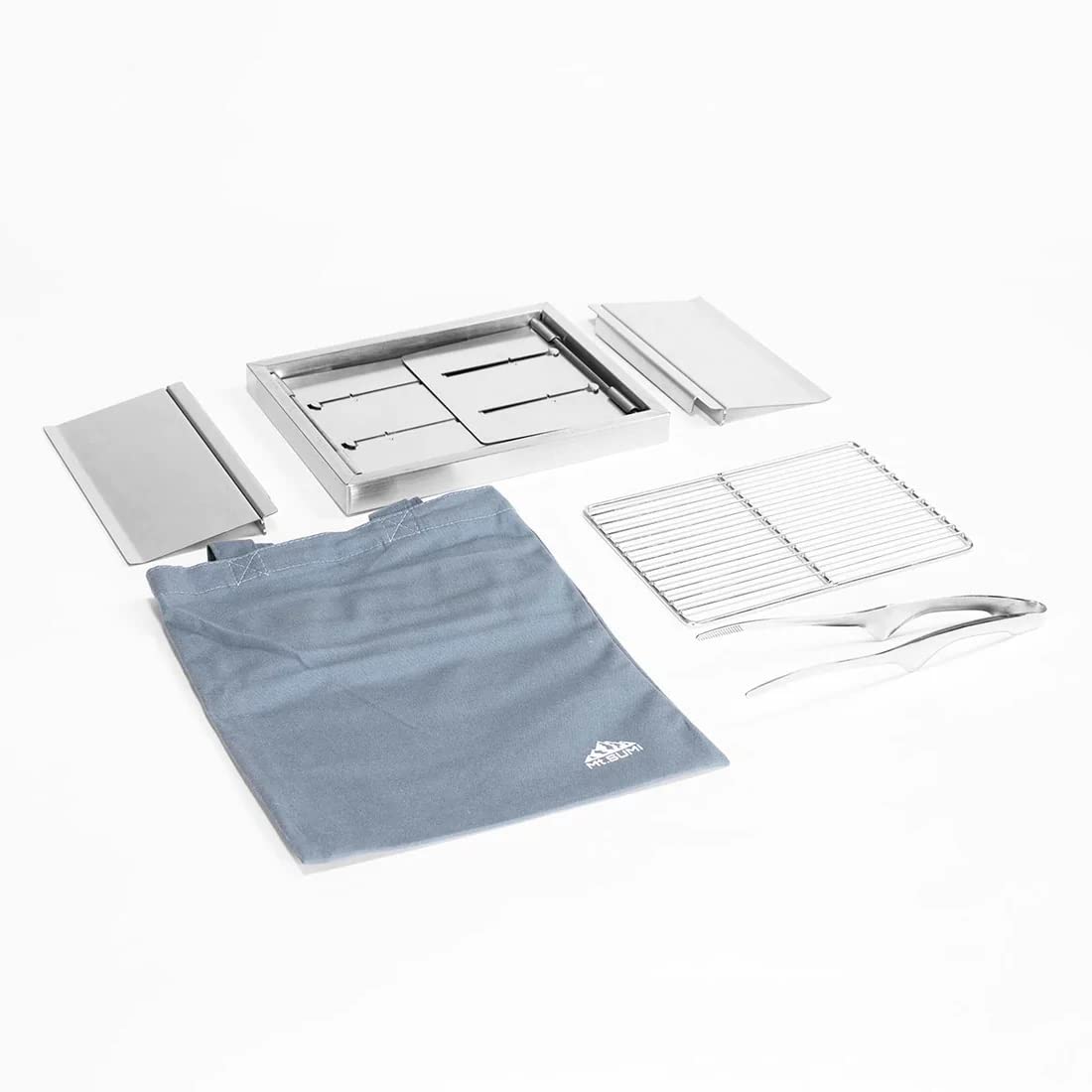 Mt.SUMI Perfect Grill Mini パーフェクトグリル ミニ 折りたたみ式バーベキューグリル 焚き火台 トング付き ソロキャンプ 一人用 ステンレス 耐久性 ギフト