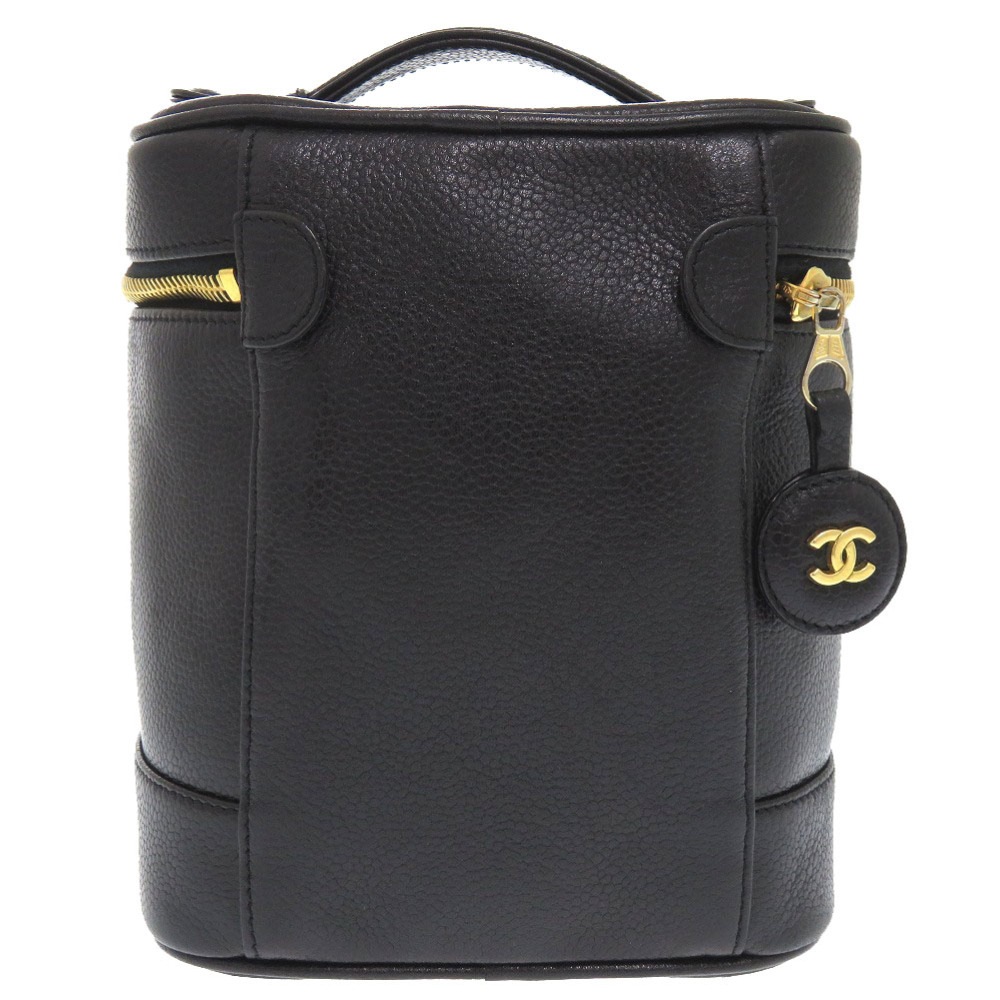 縦型 バニティバッグ ココマーク ハンドバッグ キャビアスキン/キャビアスキン ブラック 0547【中古】 レディース 縦型 バニティバッグ ココマーク ハンドバッグ キャビアスキン/キャビアスキン ブラック 0547【中古】 レディース