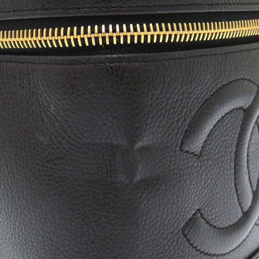 縦型 バニティバッグ ココマーク ハンドバッグ キャビアスキン/キャビアスキン ブラック 0547【中古】 レディース 縦型 バニティバッグ ココマーク ハンドバッグ キャビアスキン/キャビアスキン ブラック 0547【中古】 レディース