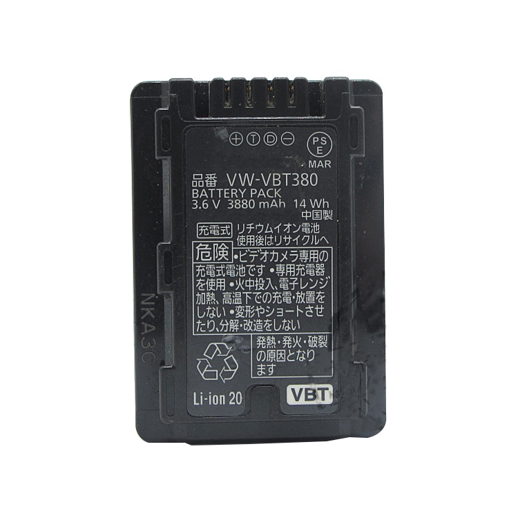 VBT380 カメラ充電式電池VBT380 充電式バッテリーWXF990M VX980M W580 W580M V180 V380 バッテリー・Lumixカメラ互換 デジタルカメラ用電池 互換性バッテ