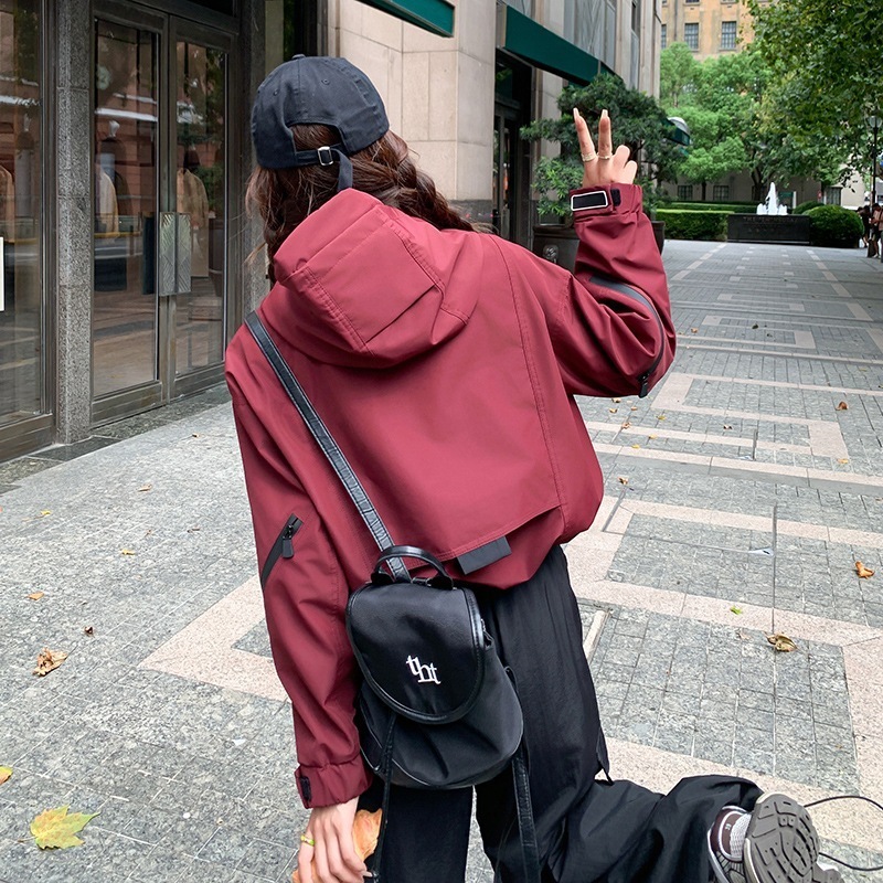 韓国カジュアルエイジングショートセクションフード付きラッシュジャケットジャケット女性2024秋の新しいシニアの感覚小さなサイズのトップス 韓国カジュアルエイジングショートセクションフード付きラッシュジャケットジャケット女性2024秋の新しいシニアの感覚小さなサイズのトップス