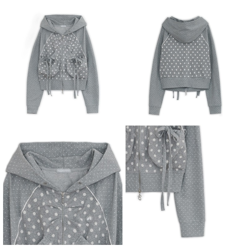 トップス hugyourskin Dot big pocket hoodie zip-up MUSINSA | HUG YOUR SKIN Dot Big Pocket Hoodie (Gray)