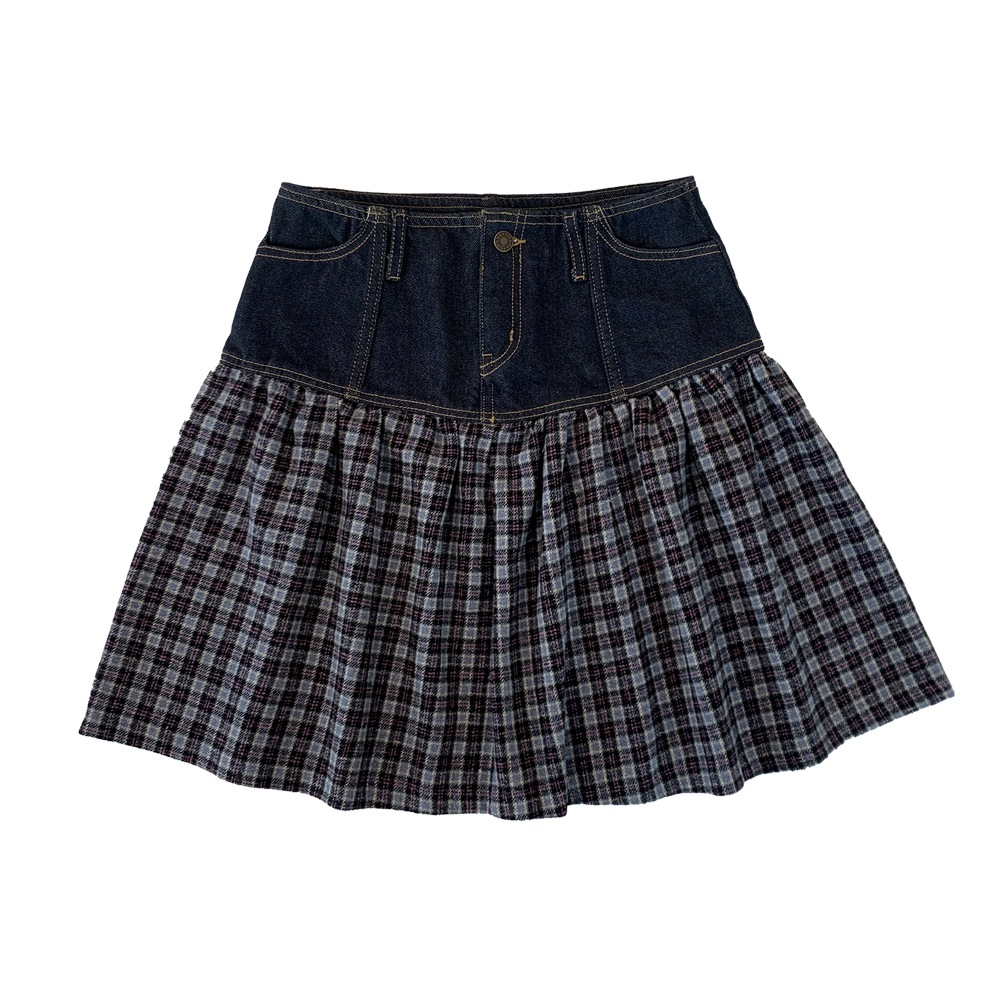 デニム チェック スカート