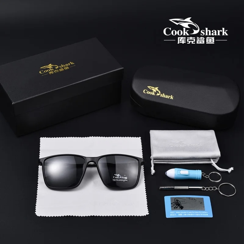 Cook shark polarized sunglassesメンズサングラスレディースuvプロテクションドライビングスペシャルカラーチェンジングメガネトレンドパーソナリティ